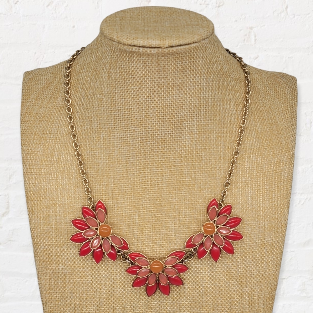 Banana Republic Pink Floral Statement Necklace